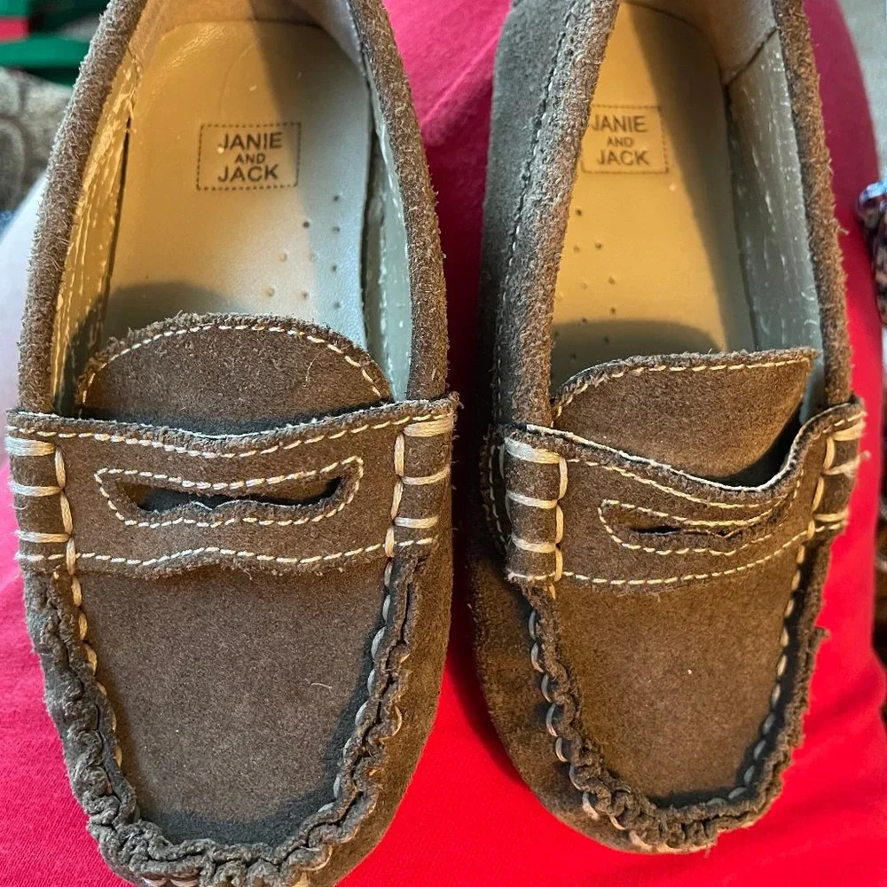 Janie & Jack Toddler Brown Suede Leather Loafers Slip-on Shoes 7